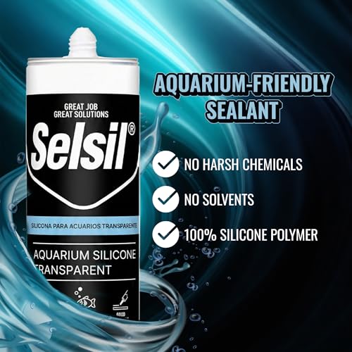 SELSIL clear aquarium silicone sealant tube, transparent solvent-free adhesive, 10.14 fl oz, 1 pack