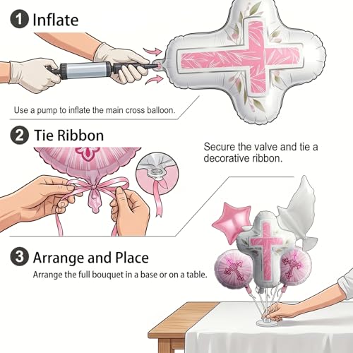 First Holy Communion Decorations - Religious Theme Foil Balloons Set Dove
