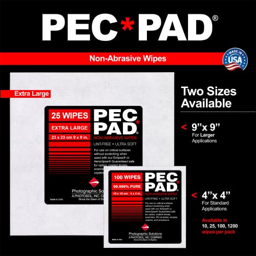 PEC-PAD Lint Free Wipes 4”x4” Non-Abrasive Ultra Soft Cloth for Cleaning Sensitive Surfaces like Camera, Lens, Filters, Film, Scanners, Telescopes, Microscopes, Binoculars. (100 Sheets Per/Pkg) 4-Pack 100 Count (Pack of 4)