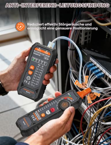 MCT01 All-in-One Network Tester, Cable Tester for RJ45/RJ11 with Anti-Interference Line Finder, POE Test, NCV, Continuity Test & Crimp Control