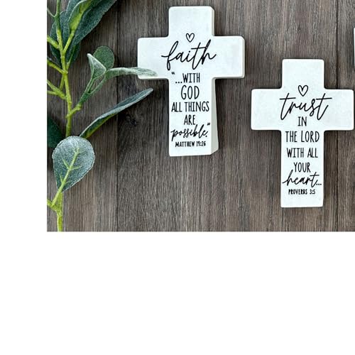 Lighthouse Christian Products Inspirational Tabletop Cross Figurine, 3.25 x 5 Inch Resin, Faith With God