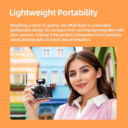Godox Flash iM20 Mini Camera Flash - GN10/470 mAh/Type-c Charge/440 Full-Power Flashes/3s Recycle Times/5 Power Levels/Manual, Camera Flash for Sony zve10/Sony zv1/Sony a7iii/Fujifilm f1 etc. S