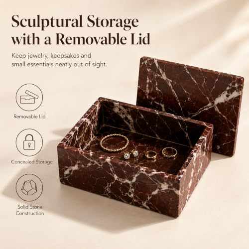Purple and red marble jewelry storage box with lid, SIRIZEN-DIVING brand, designed for organizing jewelry items.