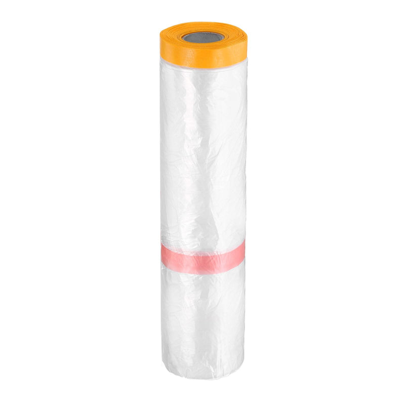 HARFINGTON Pre-Taped Masking Film 157.5" x65.6ft Double Adhesive Tape and Drape Painters Plastic Drop Cloth Film with Tape Plastic Sheeting for Automotive Painting Covering 157.5"x65.6ft 1