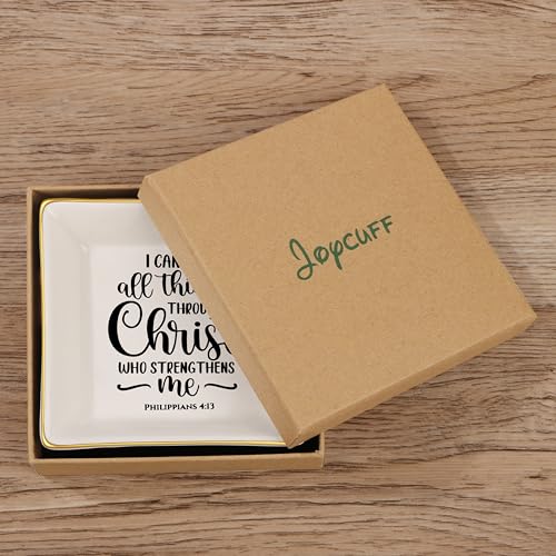 JoycuFF Inspirational Christian Gifts for Women Friends Faith Ring Dish Christ Gifts