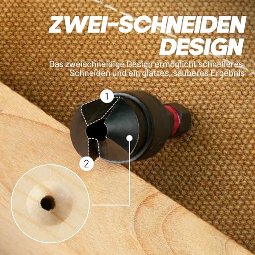 EZARC Countersunk Drill Wood Set, 12 Pieces Drill Bit with Countersink for Woodworking | #4, #6, #8, #10, #12, titanium coated HSS, double edge design, 1/4" hex, magnet extension holder, storage box
