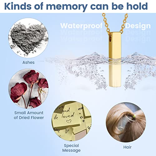 GOLDCHIC JEWELRY Urn Necklaces for Ashes, Stainless Steel Pet/Cross/Birthstone/Tree of Life Personalized Keepsake Memorial Jewelry for Women Cube - 18k Gold Plated No Engraving