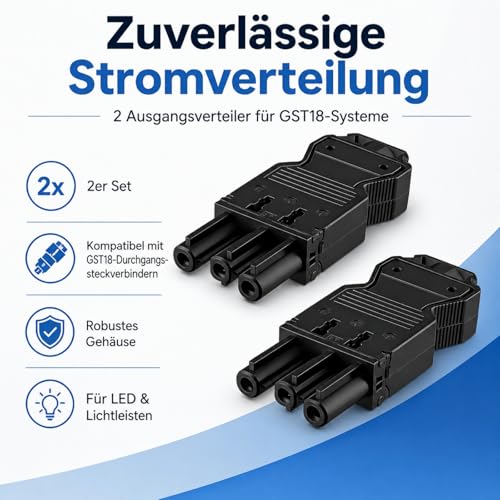 Powice For GST18 Power Distribution System Output Distribution 2 Pack Compatible with GST18 Through Connectors Suitable for LED Lighting, Strip Lights and Multi-Channel Power Distribution a