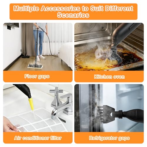 flintronic 12PCS Steam Cleaner Accessories Kit, Set with Round Brushes, Flat Brushes, Microfiber Pads & Nozzles - Compatible with Kärcher SC1/SC2/SC3/SC4/SC5, Efficient Steam Cleaning Set