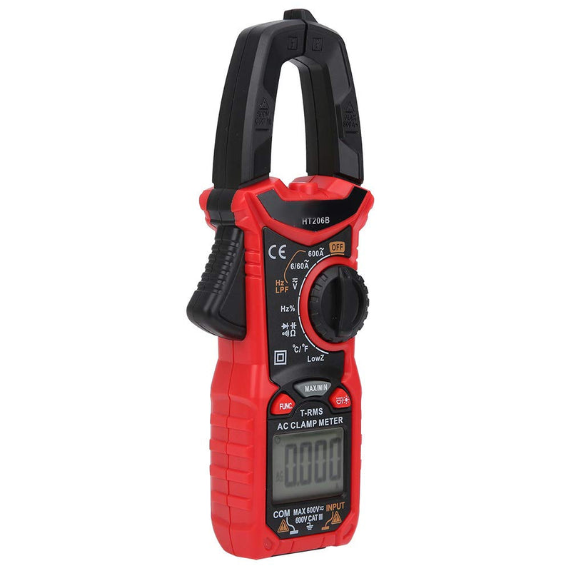 [Australia - AusPower] - Digital Clamp Meter 6000 Multimeter, AC DC Volt Clamp Meter with LCD Display Voltage Current Tester for Home Professional Automotive Industrial Electrical Troubleshooting HT206B 