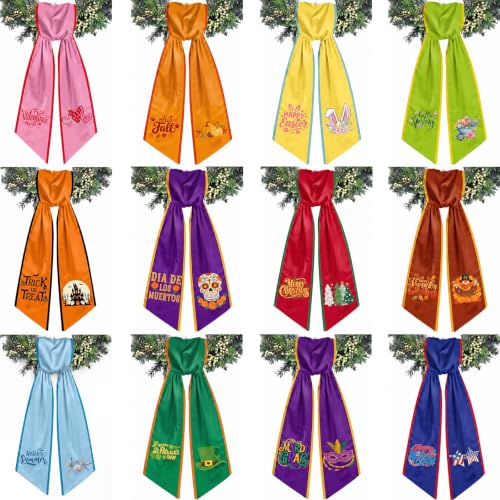 Decorative fall autumn wreath storage bag with 12-piece seasonal wreaths for front door holiday decor by Rivvlive