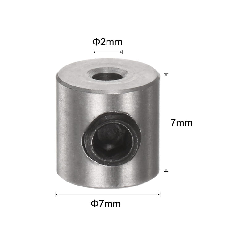 [Australia - AusPower] - uxcell 10pcs Set Screw Collars 2mm Bore Stainless Steel Shaft Collars, 7mm OD, 7mm Width, Landing Gear Stopper Wheel Collar 