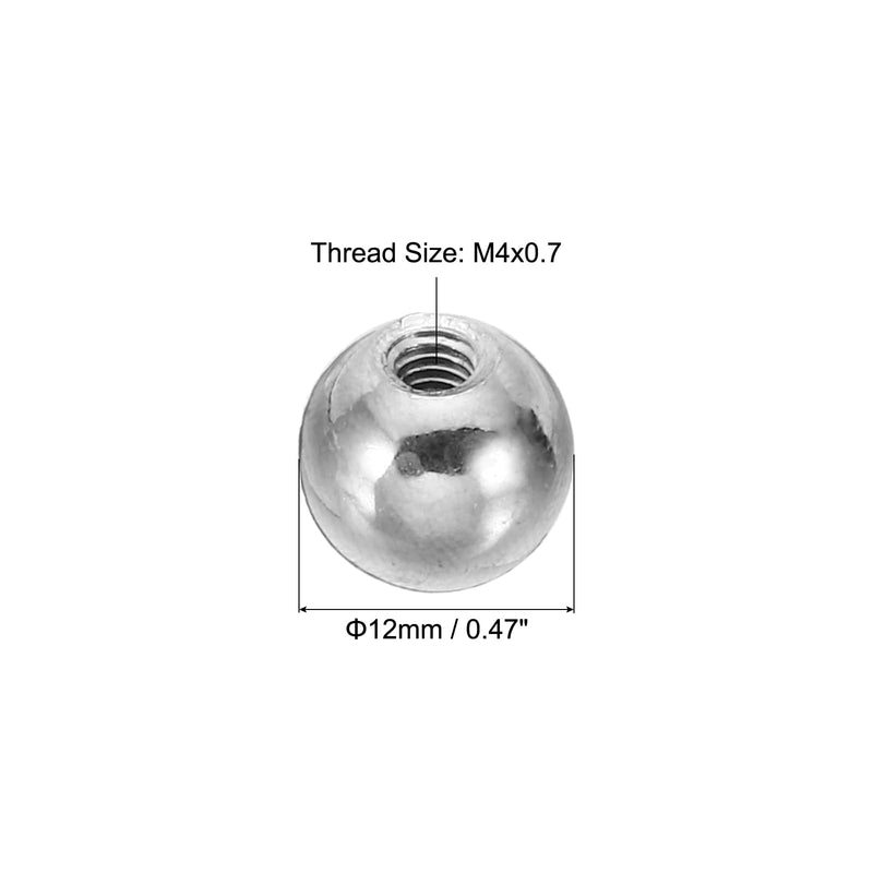 [Australia - AusPower] - PATIKIL M4 x 12mm Ball Nuts Knob, 30 Pack Steel Drilling Ball Caps Blind Hole Handle Nut Decoration for Furniture Lamp or DIY Project, Silver Tone M4x12mm 