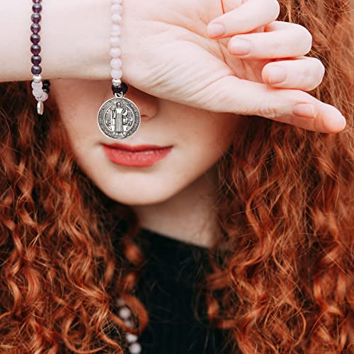 SEWACC 12pcs Saint Benedict Medal Charms, St Benedict Medals Pendant Jesus Our Lady Medal Charm Rosary Beads for DIY Jewelry Making