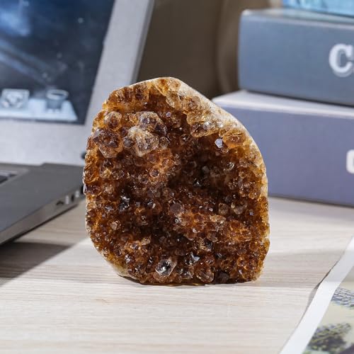 Nupuyai Natural Citrine Crystal Cluster Standing Raw Quartz 401-500g