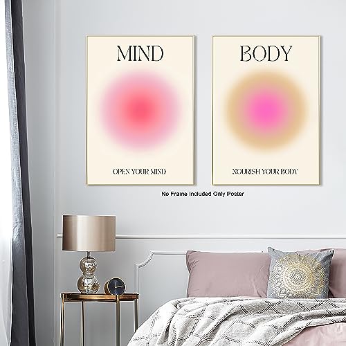 Mind Body Soul Positive Aura Canvas Prints - Trendy Gradient Spiritual Wall Art for Room Aesthetic - Living Room Posters 12*16inch*3 Unframed 16"L x 12"W Mind Heart Soul