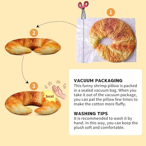 Goetland Croissant Pillow U Shpae Neck Pillow Bread Pillow Sofa Cushion Back Cushion for Kids Traveling Living Room Home Decor