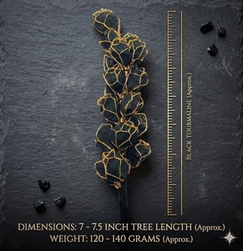 Black Tourmaline Gemstone Tree 7.5 INCHES Crystal Healing Home Office Gift Reiki FENG Shui Meditation Peace Wellness Health Metaphysical Gemstone Energy Power Handcrafted