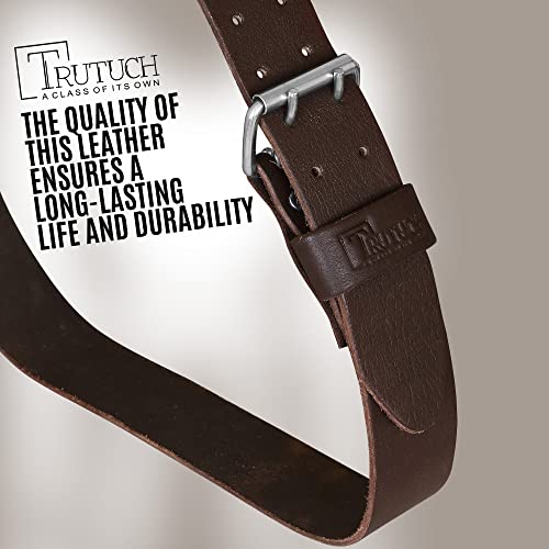 TRUTUCH chocolate leather work tool belt with tool bag pouches and adjustable belt straps