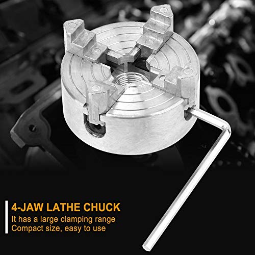Z011A Zinc Alloy 4-Jaw Chuck Clamp Accessory for Mini Metal Lathe,with Large Clamping Range,Widely Used Wear-Resistant Compact Size Chuck
