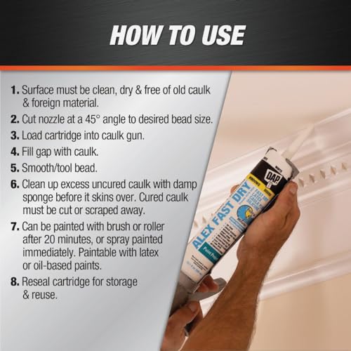 DAP Alex Fast Dry Acrylic Latex Plus Silicone Caulk, 10.1-ounce 12-pack tubes