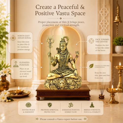 Vastu Brass Shiv Ji Statue |Size-5cm Approx |Weight-104gm Approx |Vastu Remedy for Home & Office |Shiv Ji Idol for Pooja |Brass Murti