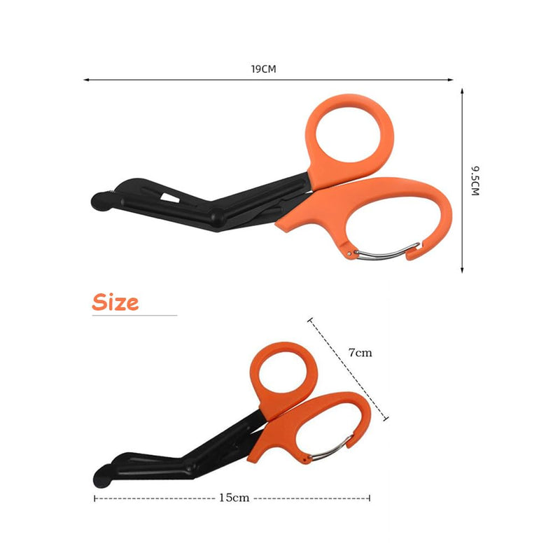 Pack of 2 Bandage Scissors, Rescue Scissors, Clothes Scissors, Bandage Scissors, Trauma Scissors, Medical Scissors, First Aid Emergency Scissors for Dressings, Plasters and Fabric, Black + Black + Green 15cm
