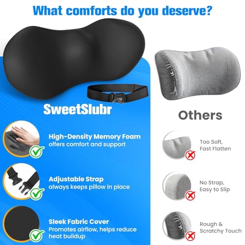SweetSlubr Lumbar Support Pillow for Office Chair, Back Support, Black