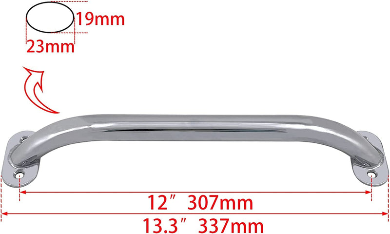 ISURE MARINE 304 Stainless Steel 12 inch Boat Rail Grab Handle Marine Handrail Round Tube Handle for Marine Yacht RV
