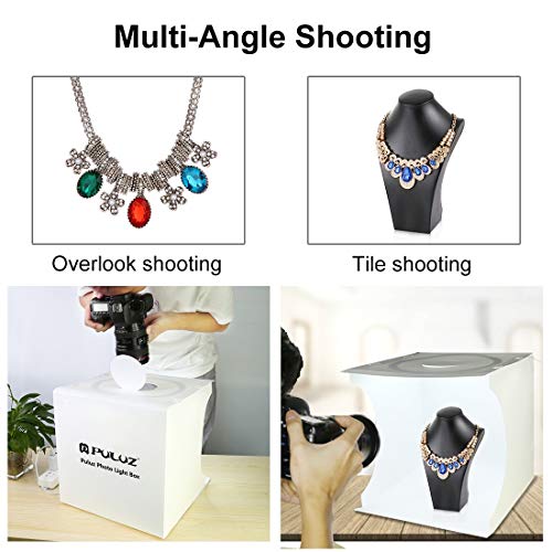 PULUZ 30cm Ring Light Photo Studio Light Box, Adjustable Portable Photography Shooting Light Tent Kit with White/Warm/Soft Lighting 128pcs LED Lights + 6 Backdrops for Product Display 12*12 Inch - A