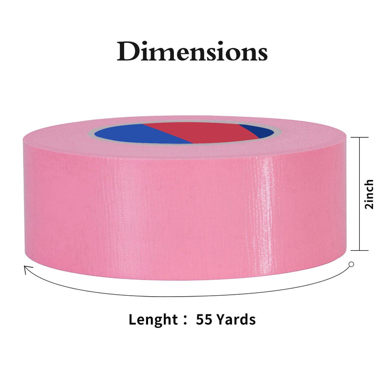 Pink Heavy Duty Duct Tape, 2 Inch x 55 Yards, Industrial Grade Waterproof & UV Resistant, Strong Adhesive for Indoor Outdoor Repairs, Crafts, Home Improvement, Moving Packing and DIY Projects 2Inch x 55 Yards Pink 1