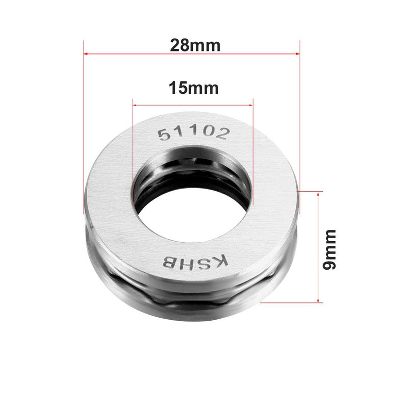 [Australia - AusPower] - uxcell 51102 Thrust Ball Bearings 15mm x 28mm x 9mm Chrome Steel ABEC3 Single Row Roller 2pcs 15mmx28mmx9mm 