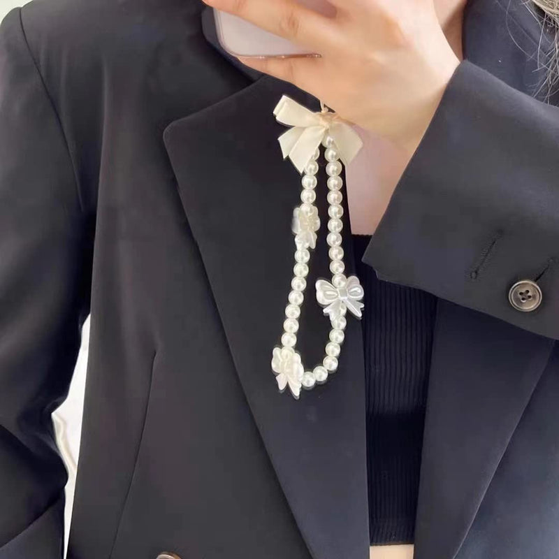 [Australia - AusPower] - Phone Charms Strap,Pink Cute Phone Charms Aesthetic Love Phone Chain Girl Beaded Phone Strap Pearl Beaded Phone Lanyard Jewelry(pearl butterfly) 