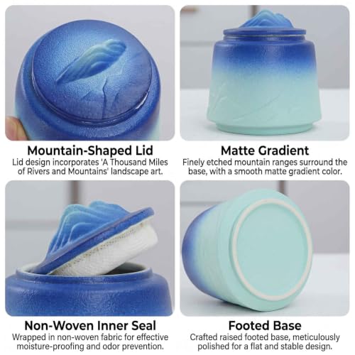 Small Keepsake Urns for Human Ashes, 3-Inch Ceramic Memorial Urn Blue