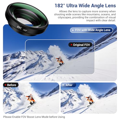 JJC FOV Wide Angle Lens for DJI Osmo Action 5 Pro 4 ONLY,Widen Lens View