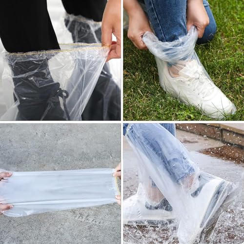 20 Pairs Waterproof Shoe Cover, Waterproof Overshoes, Boot Covers with Elastic Band, Bicycle Rain Shoes, Transparent Overshoes, Waterproof, for Snow and Rain Resistant (White)