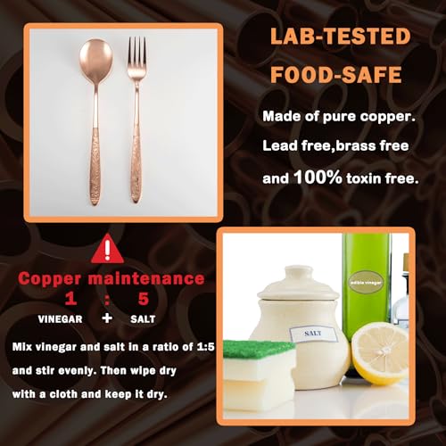 99.99% Pure Copper Utensils, Copper Flatware with Chinese Beautiful Meaning, Suitable for Kitchen, Home, Wedding, Party, Dishwasher Safe (2 Type) Set 2