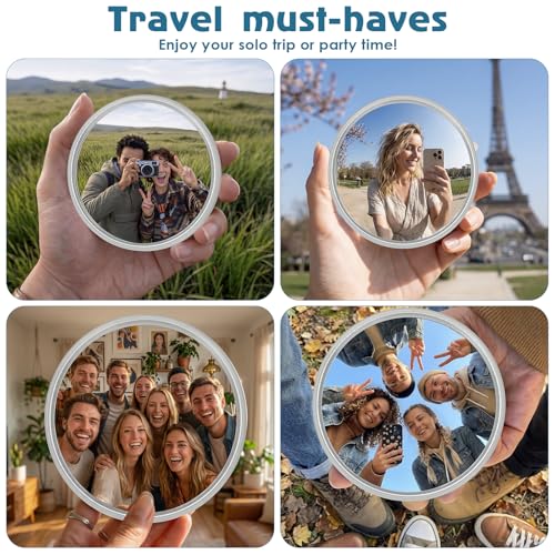 Handheld Selfie Convex Mirror - No Need Selfie Stick, Travel Must Have Photography Viewfinder, Gift for Photographer, Portable & Shatter-Resistant, Suitable for Solo/Multi-Person Selfie(3.74in)