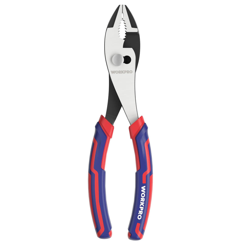 [Australia - AusPower] - WORKPRO 8” Slip Joint Pliers Tool, Large Soft Grip,Rust Prevention Finish, 3-Zone Serrated Jaw Forged from High Carbon Steel for Maximum Grip 8-inch 