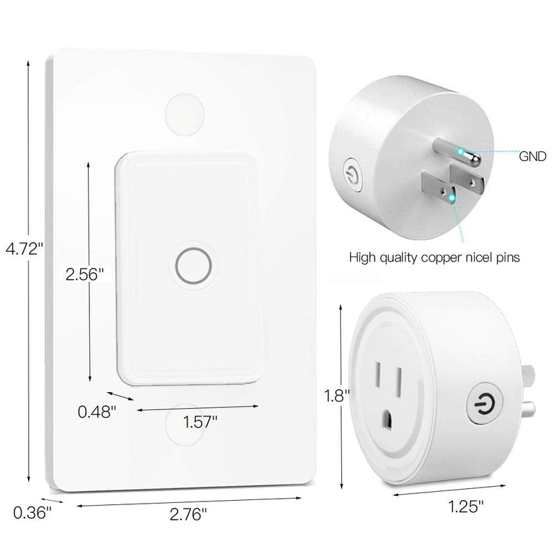 [Australia - AusPower] - LoraTap Mini Remote Control Outlet Plug Adapter with Remote Wall Switch, 656ft Range Wireless Remote Control for Indoor Lamps and Household Appliances, No Hub Required, 10A/1100W, White 