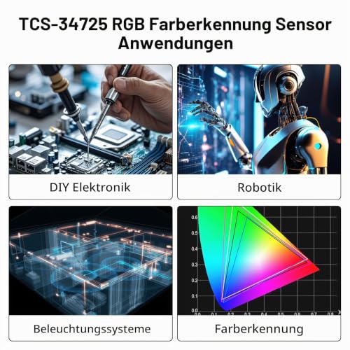 TCS-34725 RGB Light Color Module AYWHP 2 Pieces RGB Light Color Sensor Color Detection Sensor Color Meter Photoelectric Sensor Compatible with Arduino