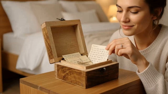 Handmade Wooden Jewelry & Keepsake Box, Decorative Storage Box, 4 x 4 Inch Blue Wash Finish