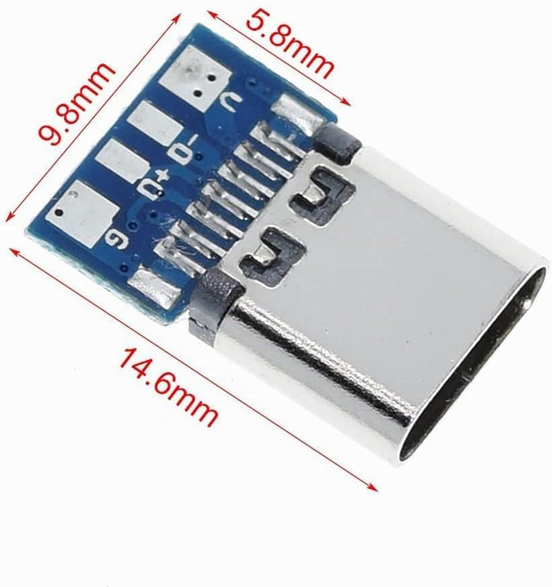 PENGLIN 10pcs USB 3.1 Type C Female Breakout Board | USB C Female Solderable Module, USB C Female DIY Board 10 x sockets