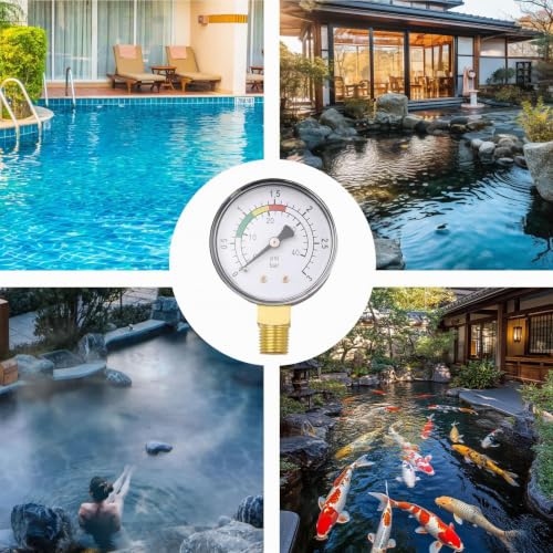 Black Pressure Gauge 1/4 Inch Pool Compressed Air 0-3 Bar/40 PSI Water Pressure Knife for Gas and Water