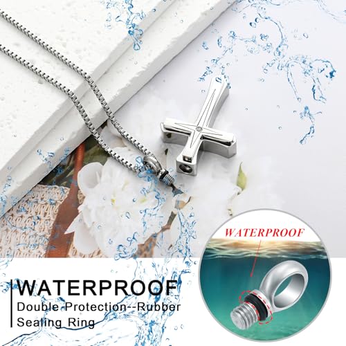 XSMZB Cross Cremation Jewelry for Human Pet Ashes Keepsake Urn Pendant Funeral Cross Memorial Ashes Necklace for Women Men Silver
