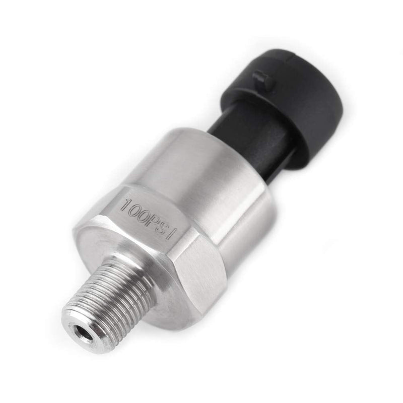 [Australia - AusPower] - 100 PSI Pressure Transducer Sender Sensor with Connector 1/8" NPT Thread Stainless Steel Pressure Transducer for Oil Fuel Air Water (100PSI) 