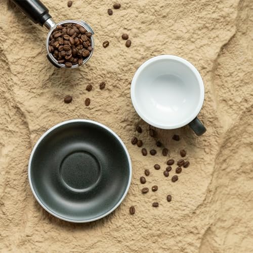 Loveramics Matt Cappuccino Cup, 10 oz Ceramic Latte Art Mug with Saucer, Thick-walled stoneware cup Set, Barista Latte Cup Set for Latte, Cappuccino, Tea - Mineral Colors (Forest, 10OZ) Forest 10 Ounces