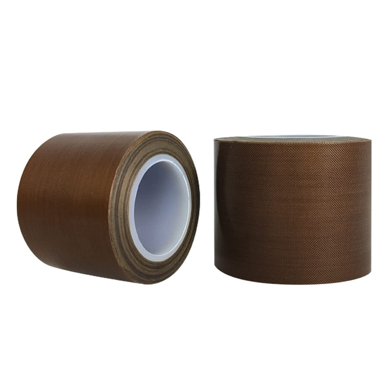 2Pieces Teflon Tape Fiberglass High Temperature PTFE Fabric Roll with Adhesive Heat Resistant for Vacuum Sealer(2inchx 33feet X 0.18mm) 2inch 2pieces