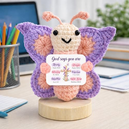 Christian Gifts for Women - Religious Catholic Spiritual Faith Birthday Gifts for Mom, Sister, Daughter, Coworker, Friends - God Says You Are Positive Crochet Butterfly Decorations Style 1