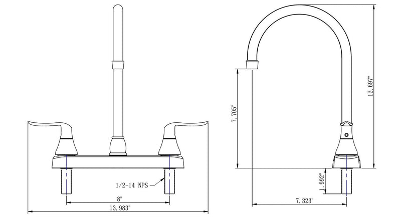 Dura Faucet DF-PK330HLH-MB RV Swivel J-Spout Kitchen Faucet (Matte Black) | RV swivel j-spout kitchen sink faucet for camper and trailer galleys. Matte Black finish.